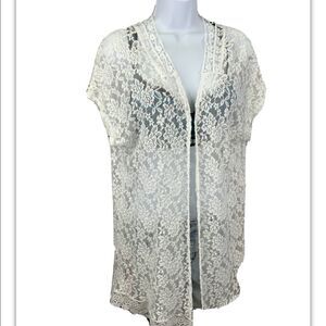 Rue Ju Ju Medium White Lace Kimono Coverup Bridal